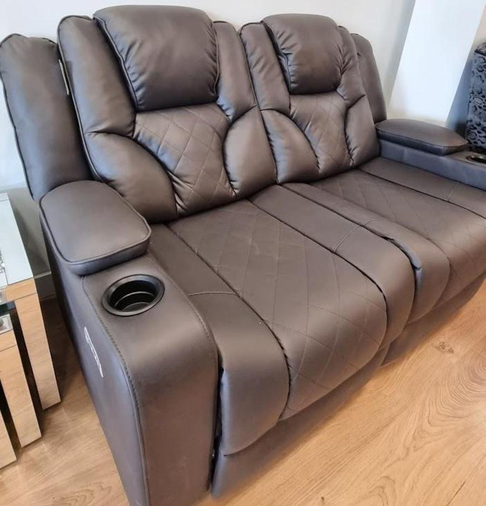 *BRAND NEW & BOXED* Enzo cinema 3 + 2 seater sofa with floor led lights, Cup holders - Image 3 of 8