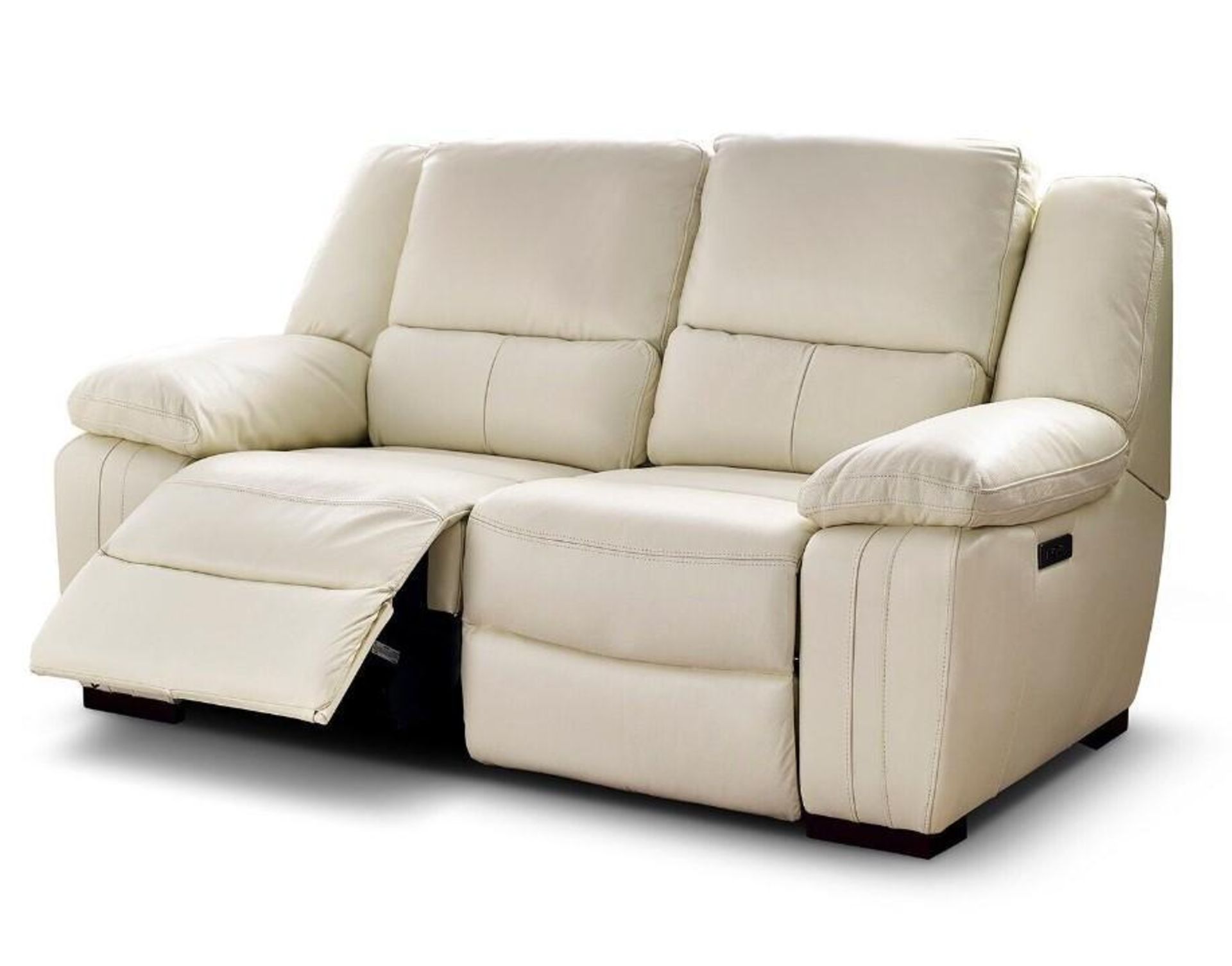 Brand new and boxed SCS Fallon 3 seater electric reclining sofa in Cream. - Image 2 of 7