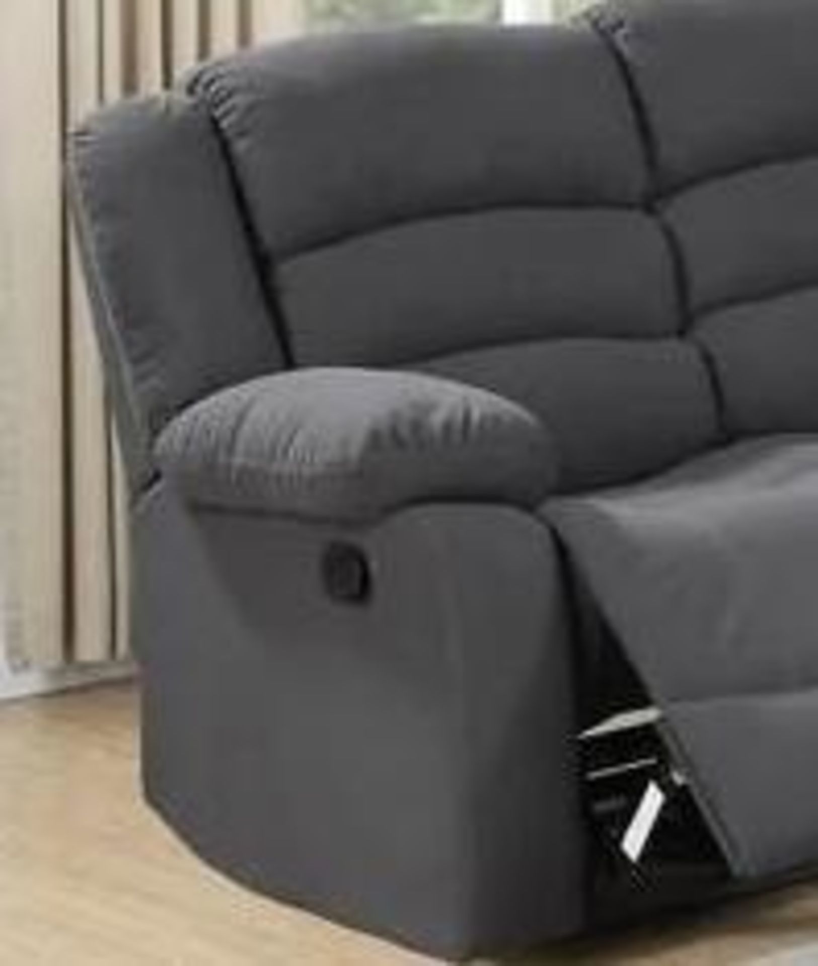 BRAND NEW fabric Malaga 3 + 2 seater manual recliner sofa in chenille grey. - Image 4 of 4
