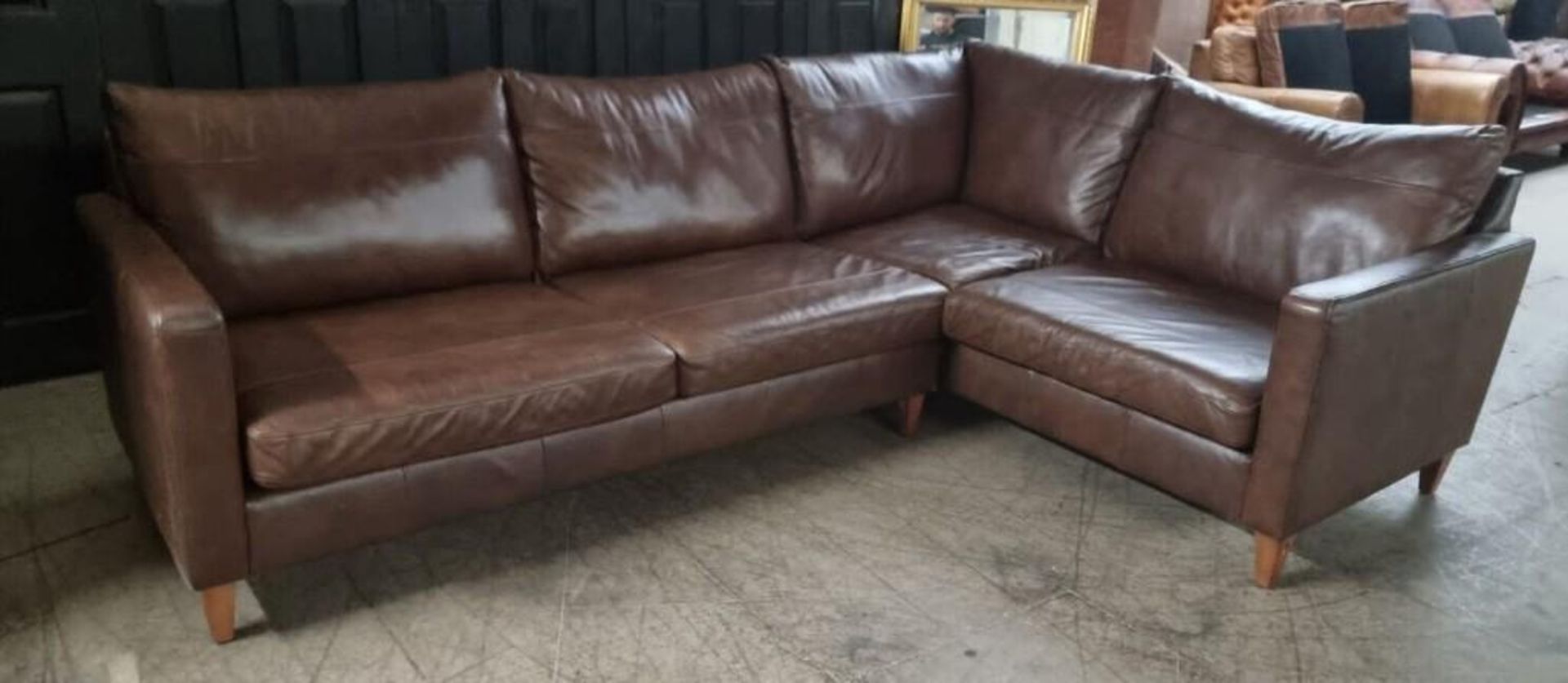 Brand New John Lewis 100% leather Bailey corner sofa in Chestnut Brown - Image 4 of 4