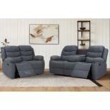 BRAND NEW & BOXED Sorrento 3 + 2 seater manual recliner suite in chenille grey.