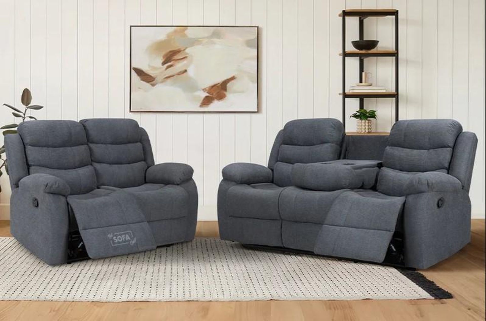 BRAND NEW & BOXED Sorrento 3 + 2 seater manual recliner suite in chenille grey.