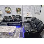 Brand new & Boxed Halifax 3 + 2 seater electric reclining sofas in black Leather *massage function*