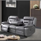 *BRAND NEW & BOXED* Nevada 3 seater electric reclining sofa in Grey with Black Trim