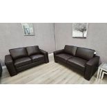 Brand new & boxed ATS Boston 3 + 2 static leather suite in Chocolate.