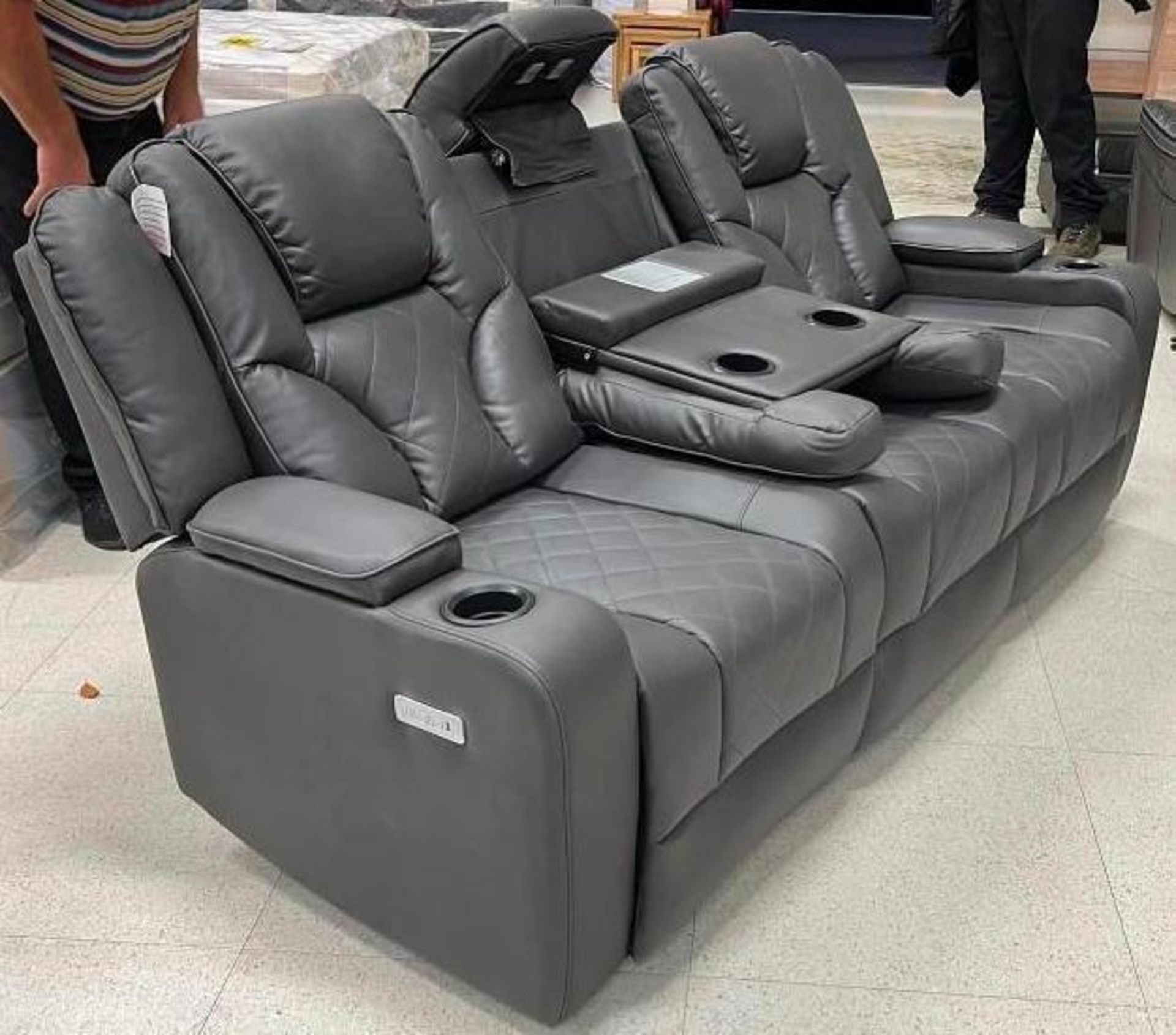 *BRAND NEW & BOXED* Enzo cinema 3 + 2 seater sofa with floor led lights, Cup holders