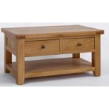 BRAND NEW & BOXED Devon oak coffee table 2 drawers