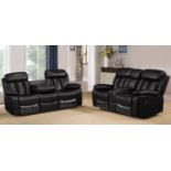 Brand new and boxed Somerton Leathaire 3 + 2 seater manual recliner in black. RRP: £1,500.00