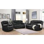 BRAND NEW & BOXED Malaga leather 3 + 2 + 1 seater manual recliner suite in Black.