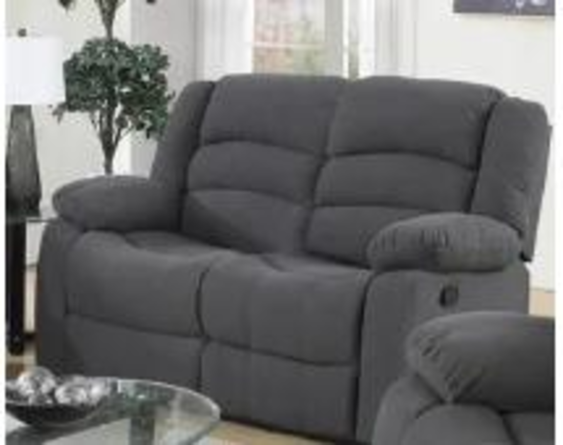 BRAND NEW fabric Malaga 3 + 2 seater manual recliner sofa in chenille grey. - Image 3 of 4