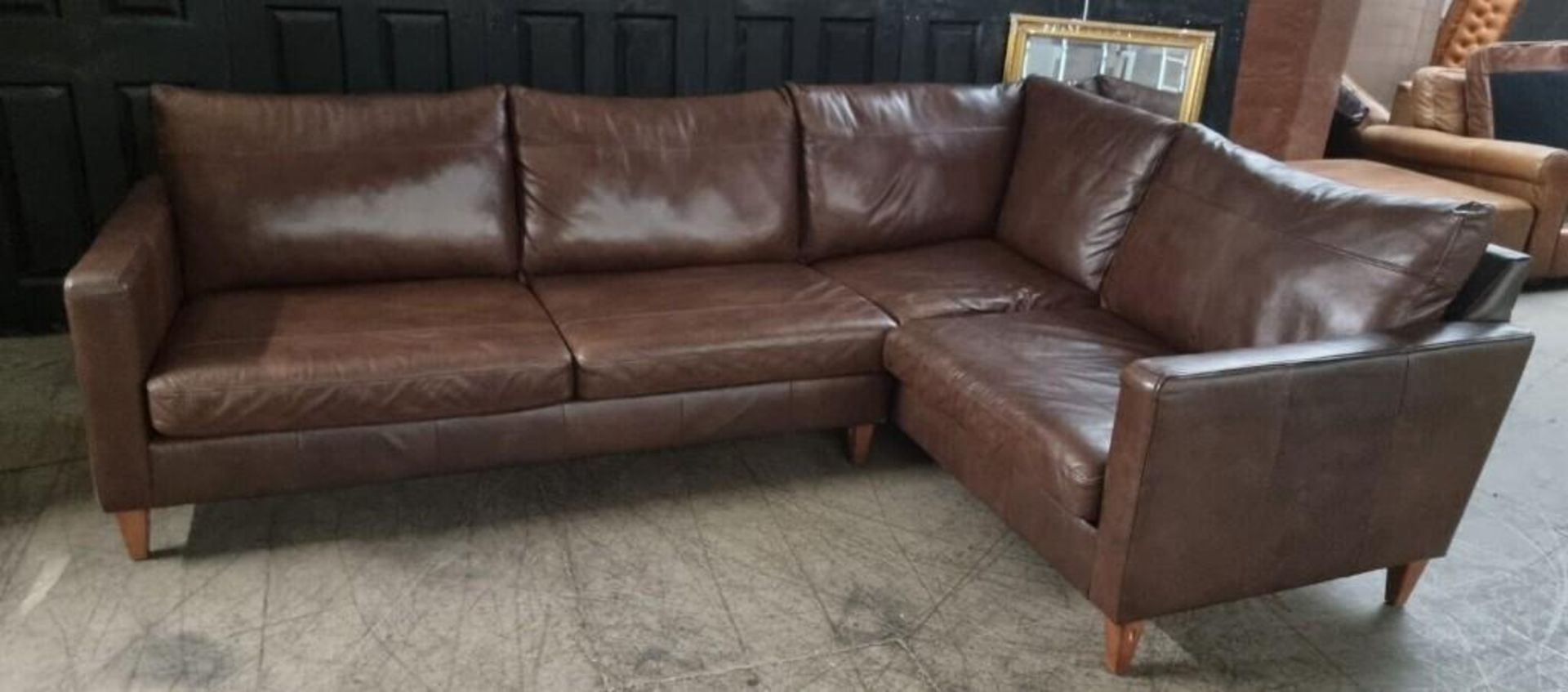 Brand New John Lewis 100% leather Bailey corner sofa in Chestnut Brown