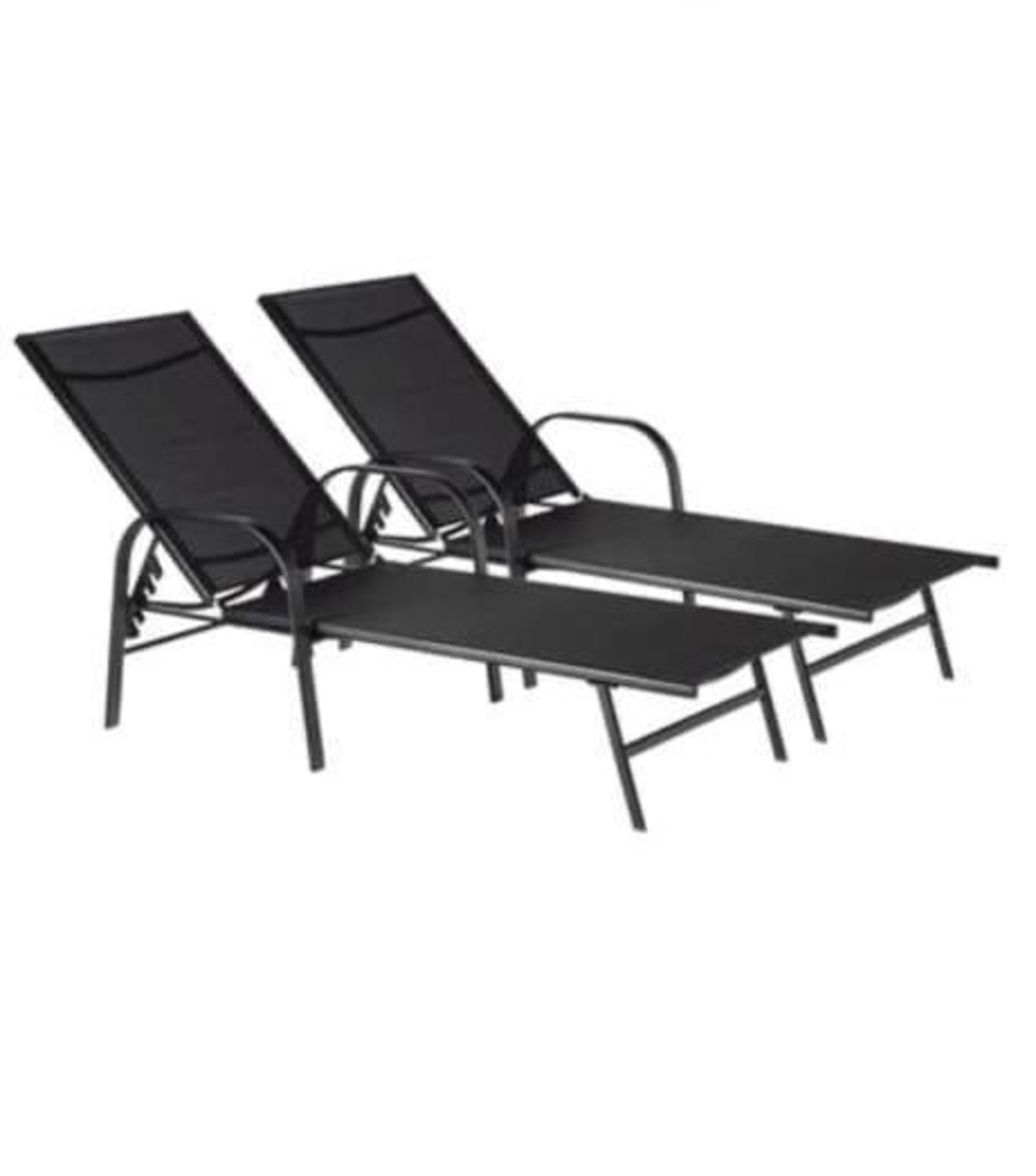 BRAND NEW & BOXED TRADE LOT - 2 X Adjustable Reclining Outdoor Patio Sun Lounger in Black