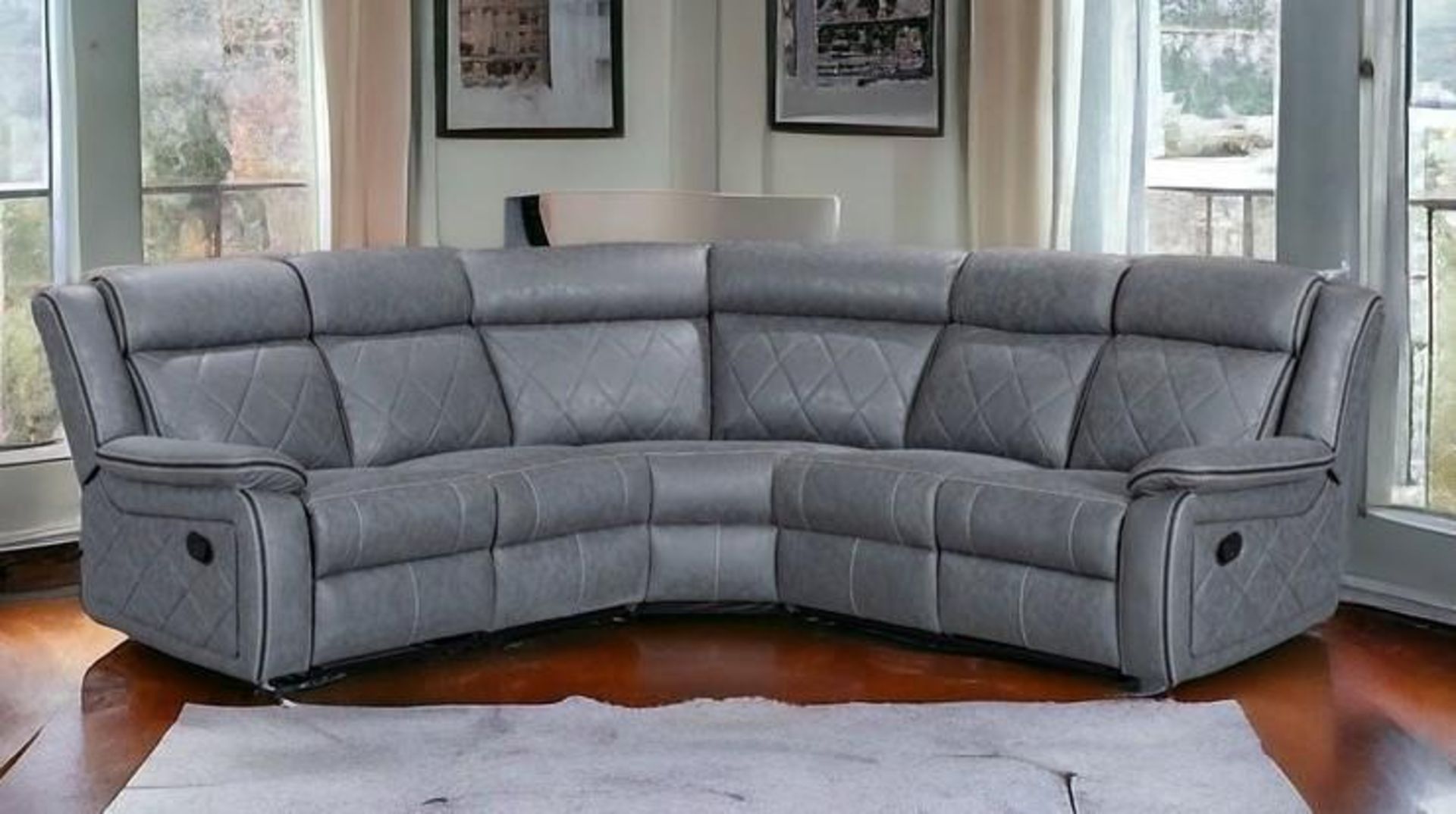 BRAND NEW & BOXED Roma manual recliner corner group in Grey. - Image 2 of 2