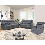 BRAND NEW & BOXED Malaga leather 3 + 2 + 1 seater manual recliner suite in grey.