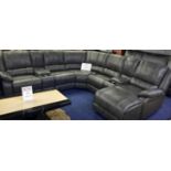 *BRAND NEW* Madrid multifunction Aire leather corner manual recliner with chaise in black.