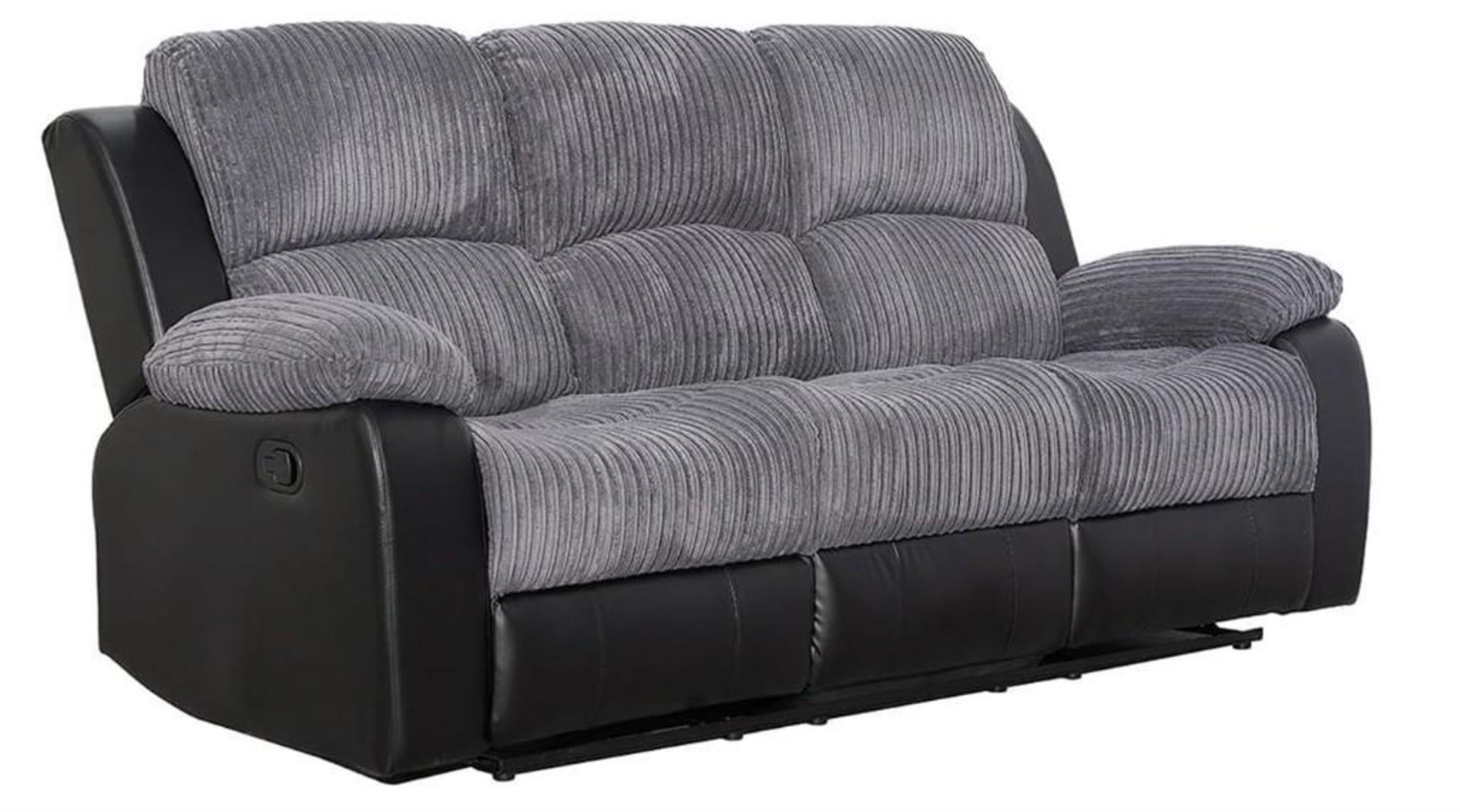 BRAND NEW & BOXED California 3 seater manual recliner suite in grey. - Image 2 of 2