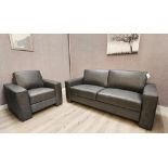 Brand new & boxed ATS Boston 3 + 1 + 1 static leather suite in Pewter Grey.