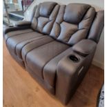 *BRAND NEW & BOXED* Enzo cinema 2 seater leather sofa with floor led lights, Cup holders