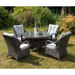 *BRAND NEW & BOXED* 4 Seater Outdoor Rattan Round Table Dining Set in Grey. RRP:£998.00