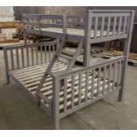 *BRAND NEW TRADE LOT* 5 x Triple sleeper bunk bed in grey with 1 x single and 1 x double mattresses