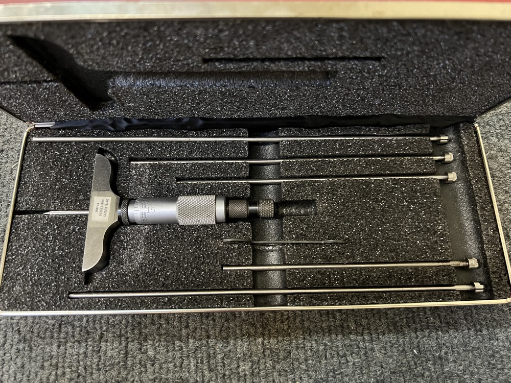 440Z-6RL Starrett Depth Micrometer 2 1/2″ Base 6 Rods 0-6″ Range - Collins Tools & Welding