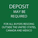 Buyers located outside the United States, Canada, or Mexico will be required to provide a deposit