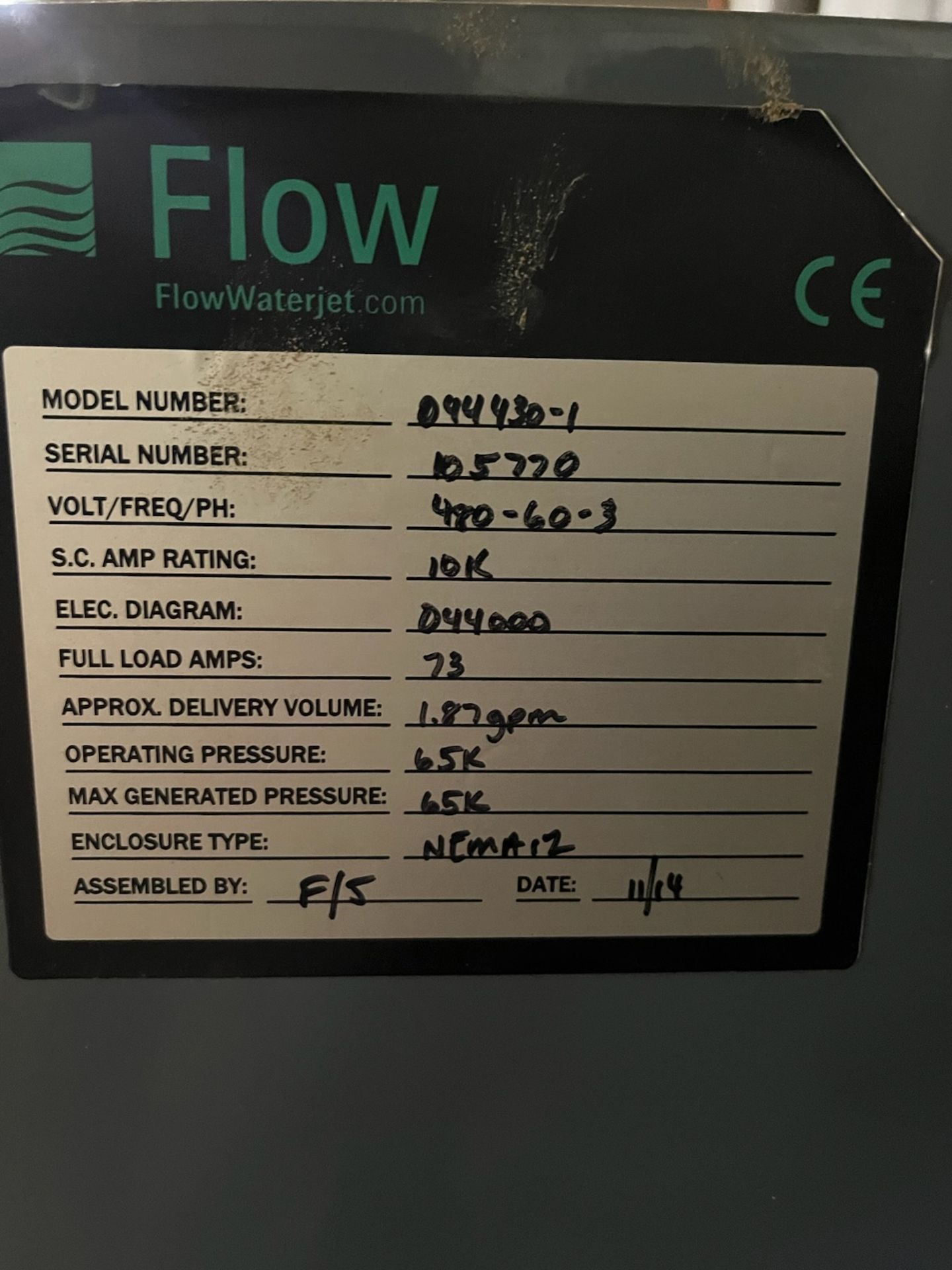 2014 Flow Mach 3 2513b, 5.2′ x 9.6′ Dynamic Head CNC Waterjet - Bild 14 aus 15