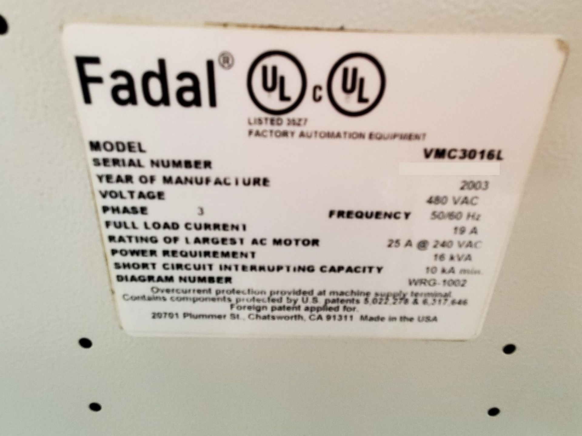 2003 Fadal VMC 3016L, CNC Vertical Machining Center - Bild 10 aus 10