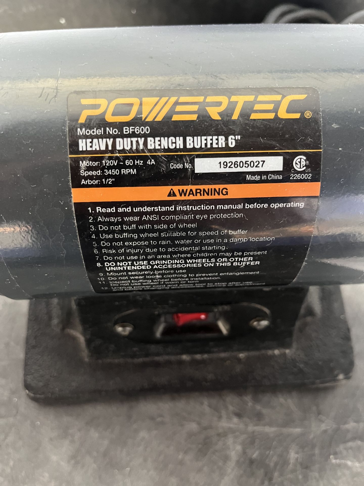 PowerTec BF600, Bench buffer 6", per customer good condition - Image 2 of 3