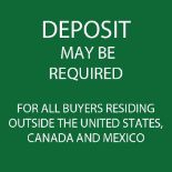 BUYERS LOCATED OUTSIDE THE UNITED STATES, CANADA, OR MEXICO WILL BE REQUIRED TO PROVIDE A DEPOSIT