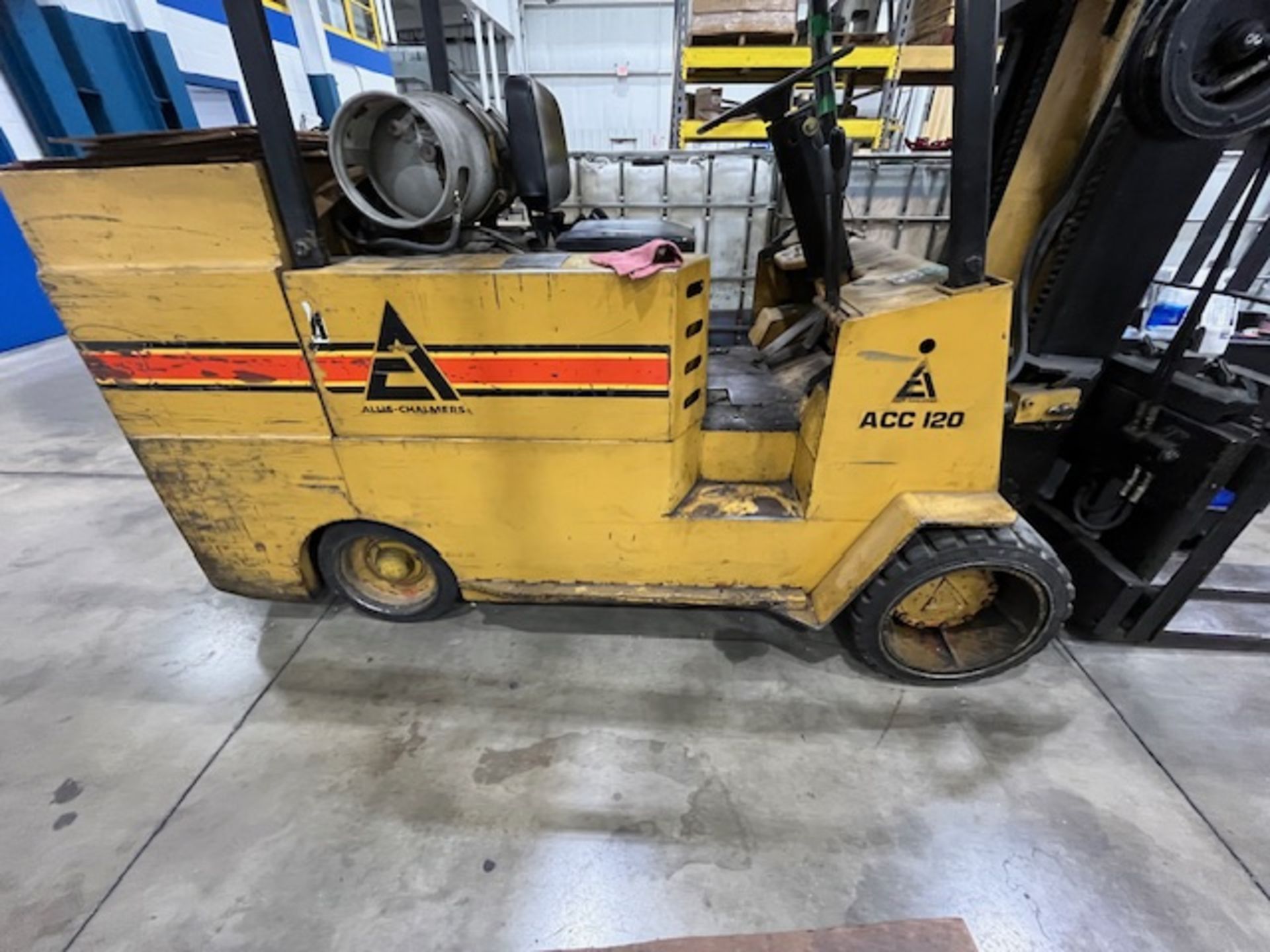 ALLIS-CHALMERS ACC 120 Forklift 12,000 lb. Cap. (approx.) 2-Stage LP Riding Fork Lift, 134" Reach - Image 2 of 2