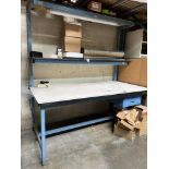 BAS 2 Tier Work Table With Overhead Light & Drawer 72" x 36" x 76" (No Contents)