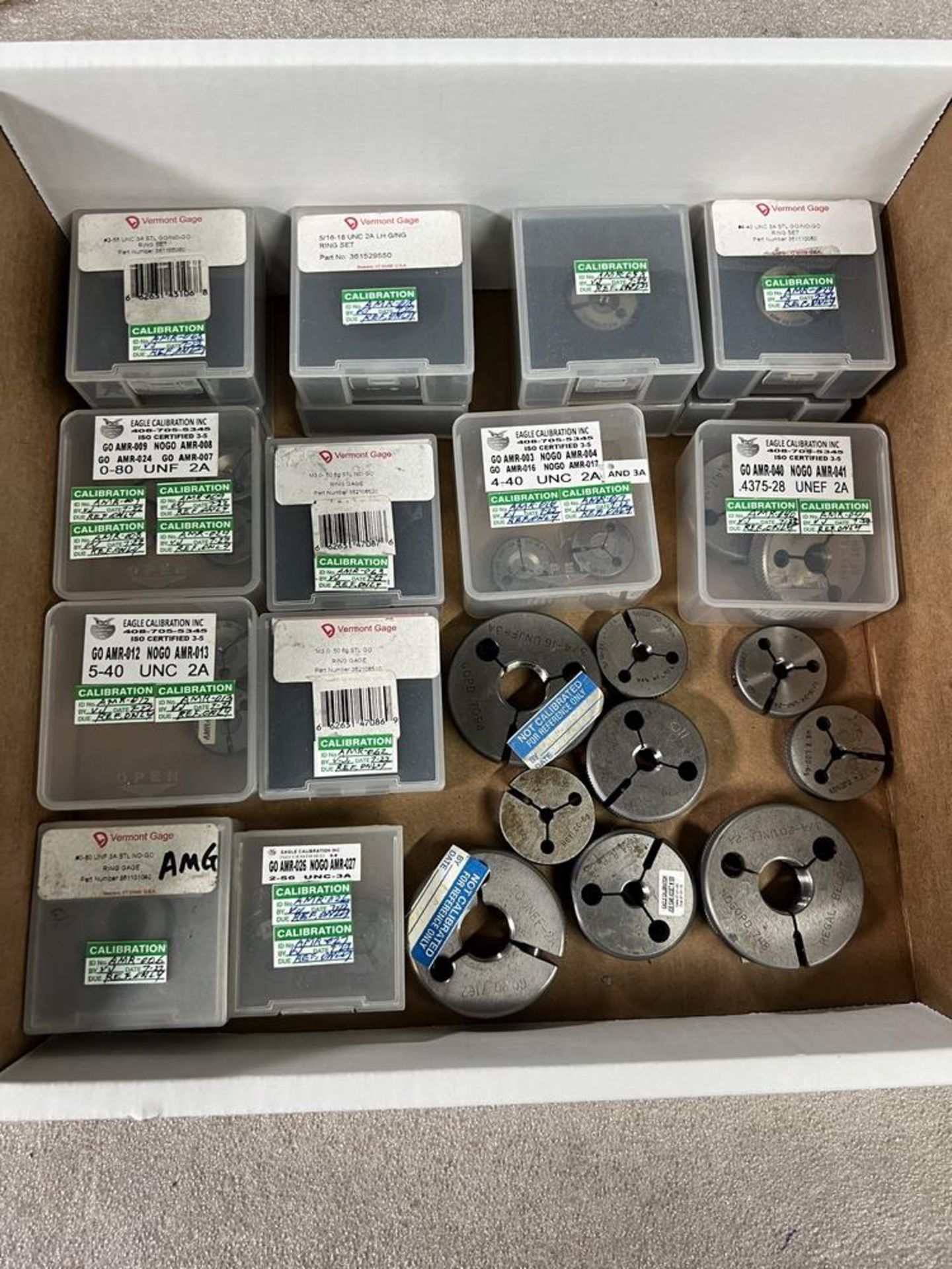Box of Threaded Ring Gages Small to Medium Various Sizes (Vermont Gage)