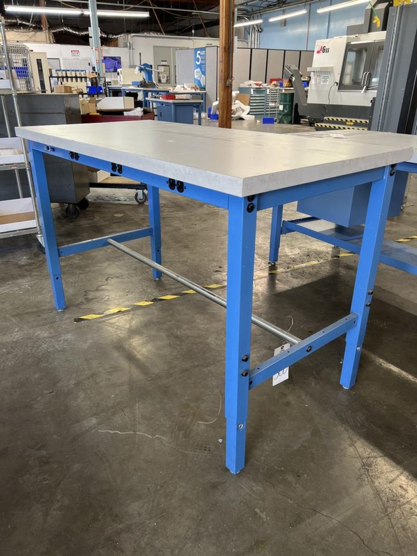 Global Industrial Adjustable Shop Table 60" x 30" x 38" With Built In Power Strip