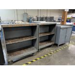 Stationary Metal Cabinet With Top & (2) Tier Metal Rolling Shelfs