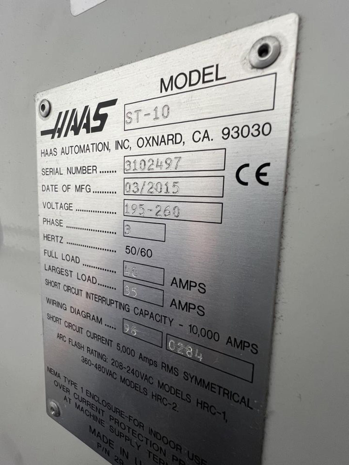 2015 Haas ST-10, CNC Lathe, Tailstock, LMC 6" 3 Jaw Chuck, 12 Station Turret, USB, Jorgensen Chip - Image 9 of 19