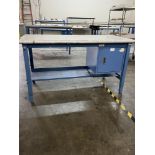 2 Tier Global Industrial Adjustable Work Table with Cabinet