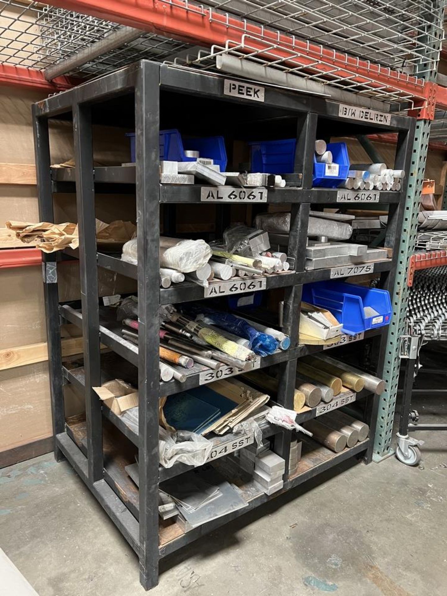 5 Tier Heavy Duty Material Rack With A27075, Aluminum 6061, 303SST, Brass, 304SST, Rounds and - Image 2 of 8