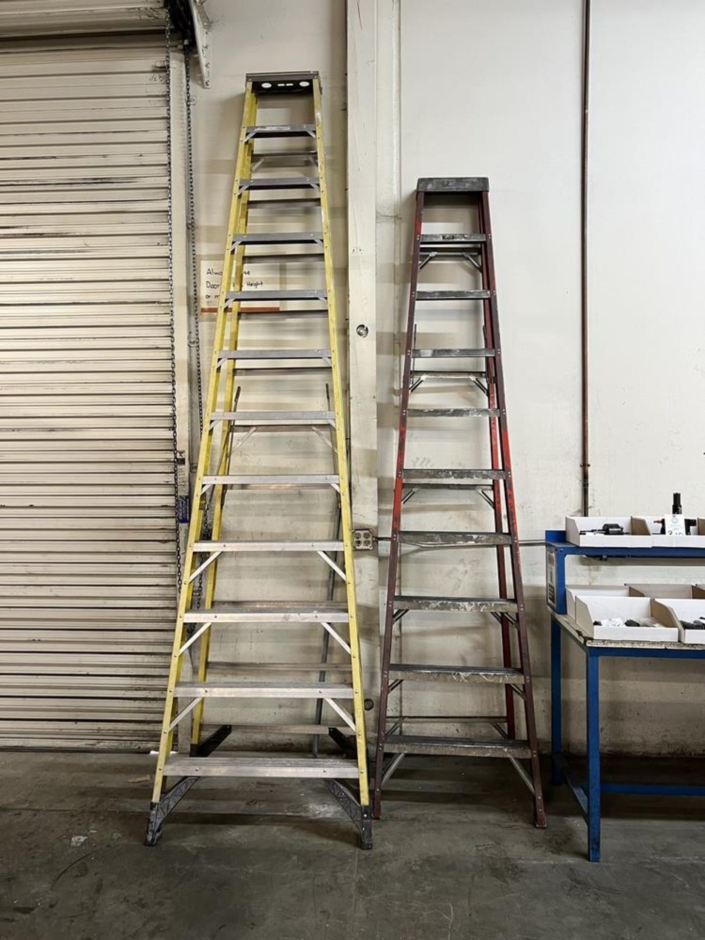 (2) Large Shop Ladders 10' Louisville & 12' Werner