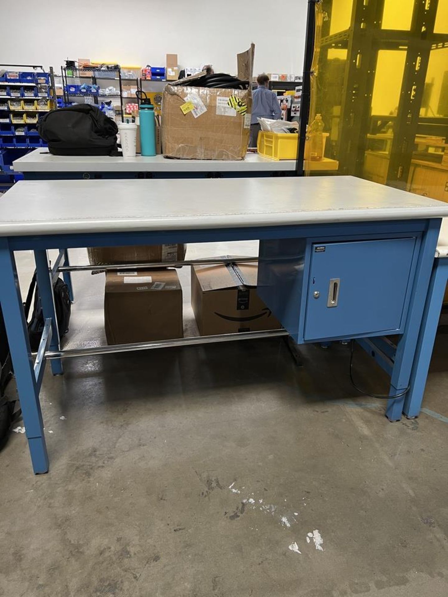 Global Industrial Adjustable Work Table With Cabinet & Power Strip 60" x 30" x 36" - Image 5 of 5