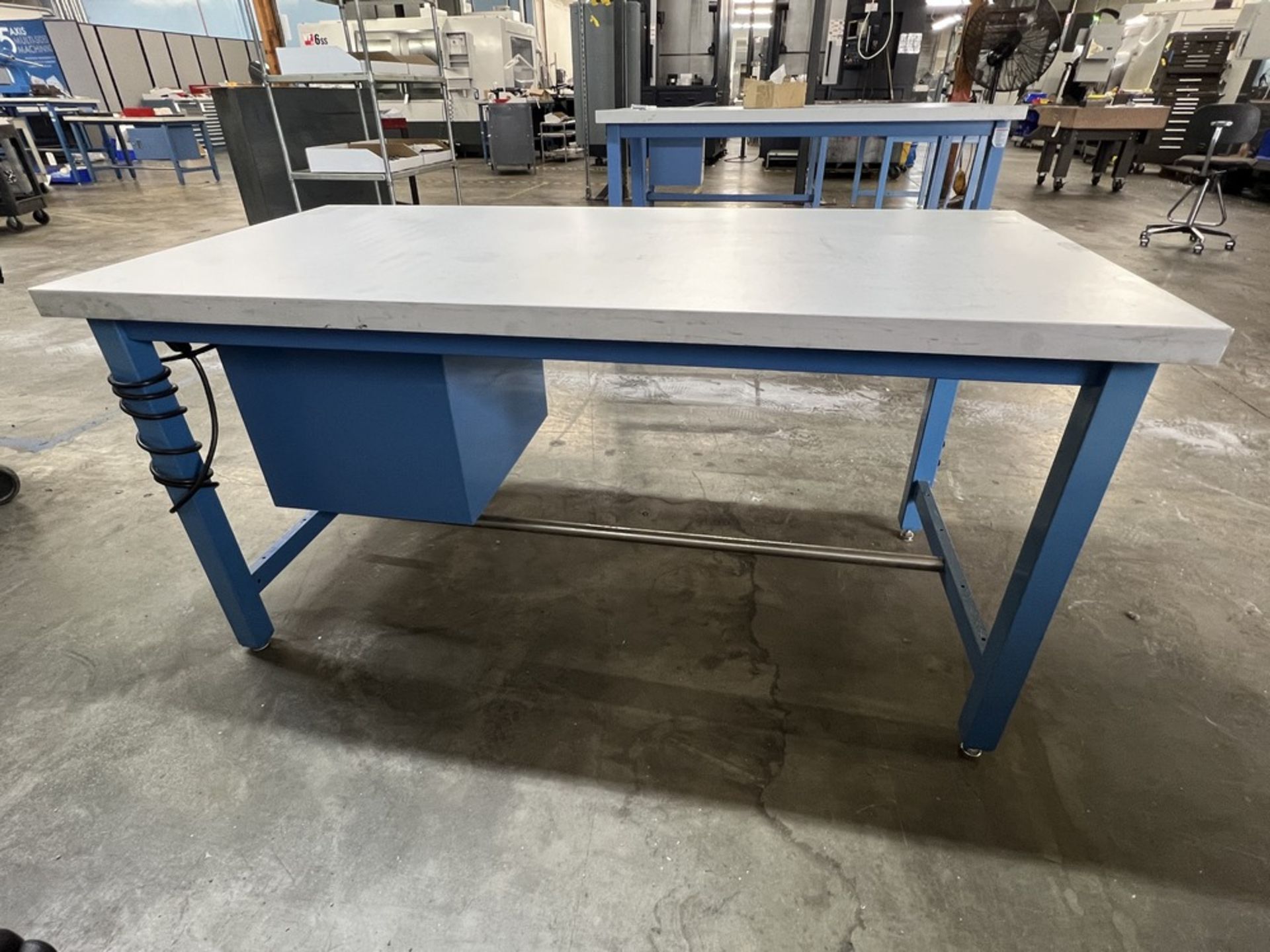 Z Tier Global Industrial Adjustable Work Table With Cabinet & Power Adapters 60" x 30" x 30" - Image 5 of 5