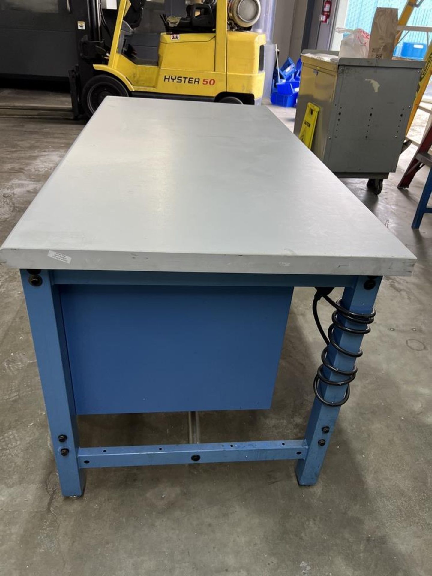 Z Tier Global Industrial Adjustable Work Table With Cabinet & Power Adapters 60" x 30" x 30" - Image 3 of 5