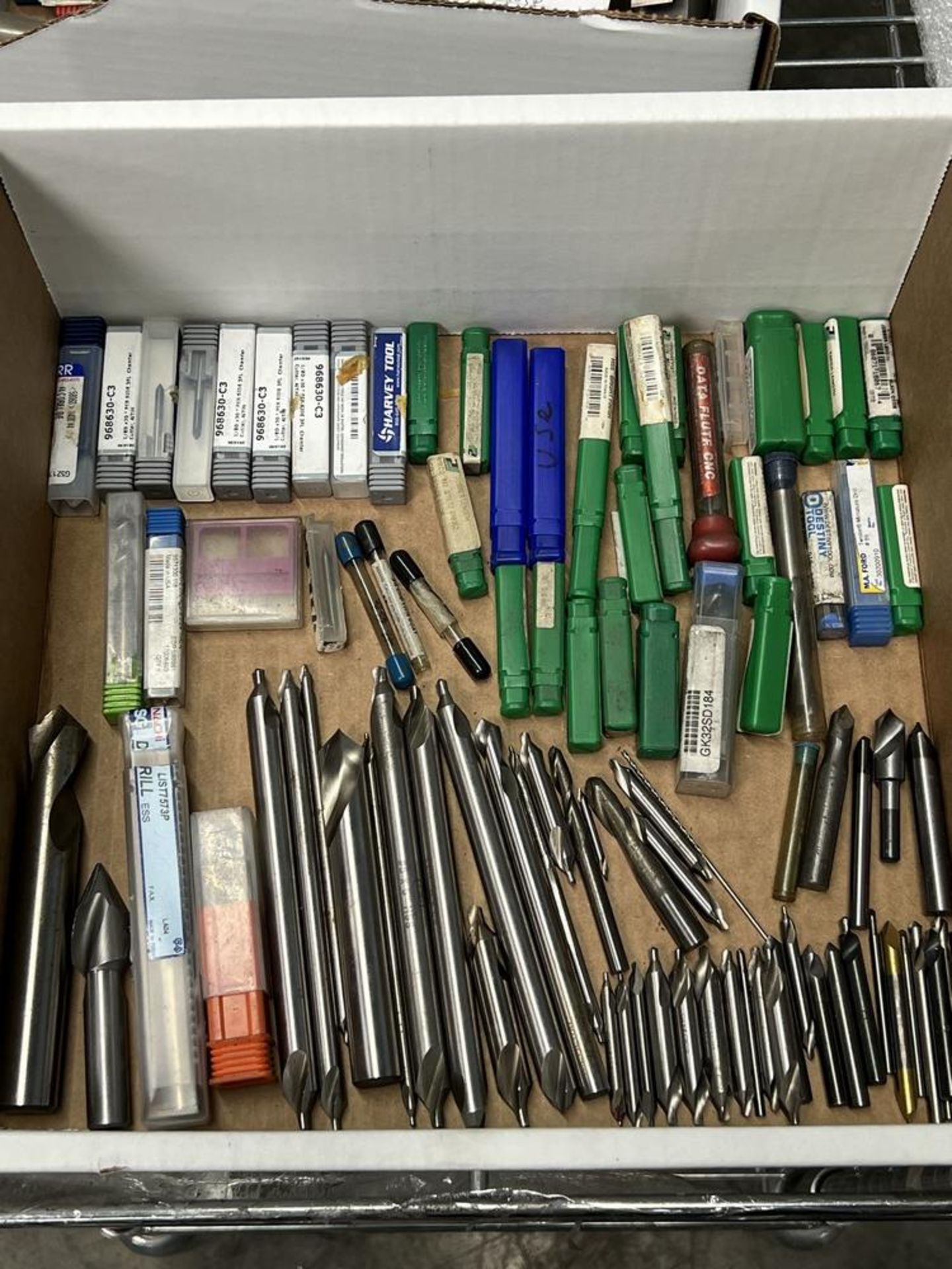 Box of Chamfer Cutters, Ball Nose, Step Drills & Small Coated Jobber Length Drills & Others