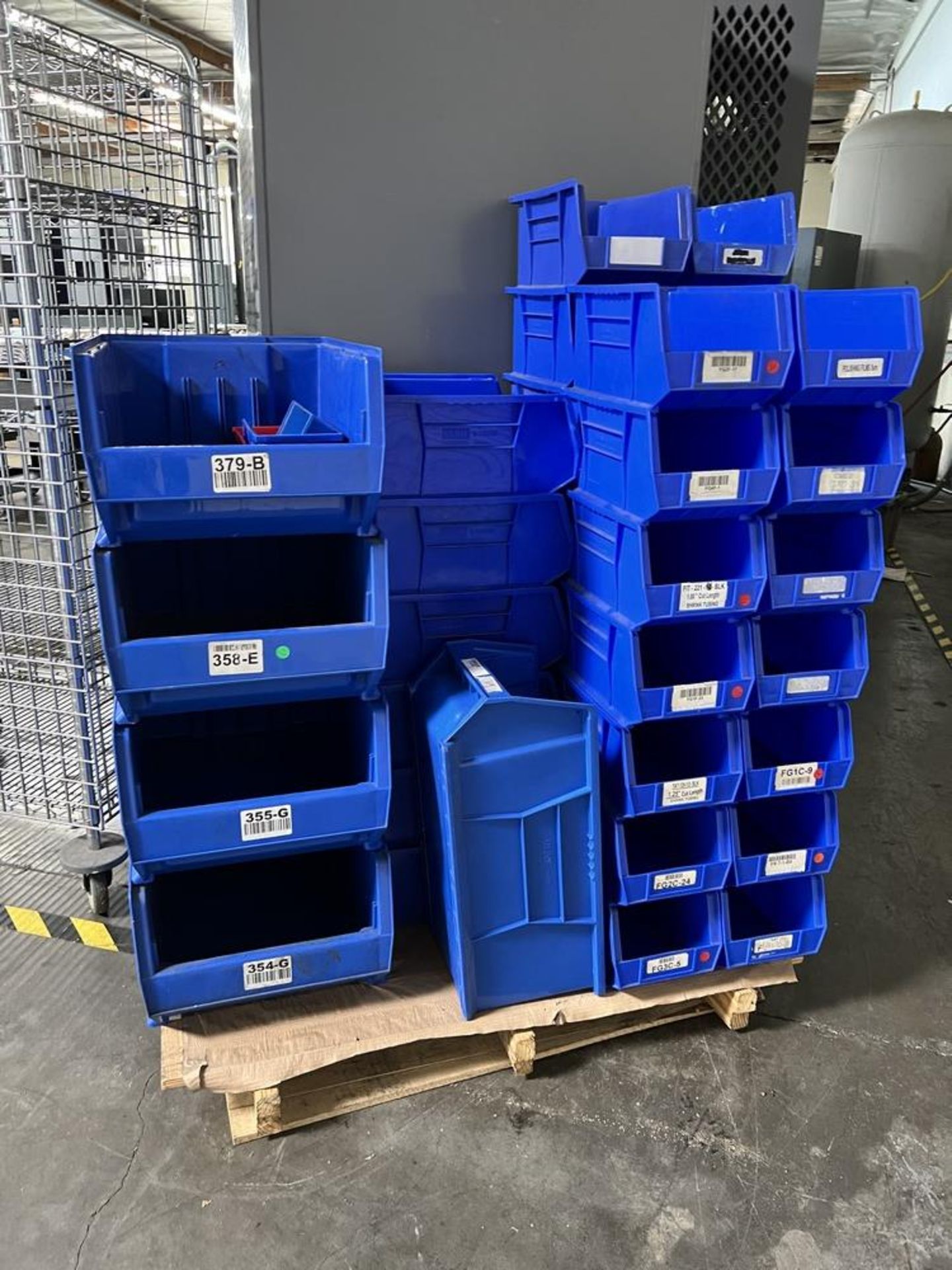 Pallet of Various Size Blue Storage/Organizer Bins Various Sizes
