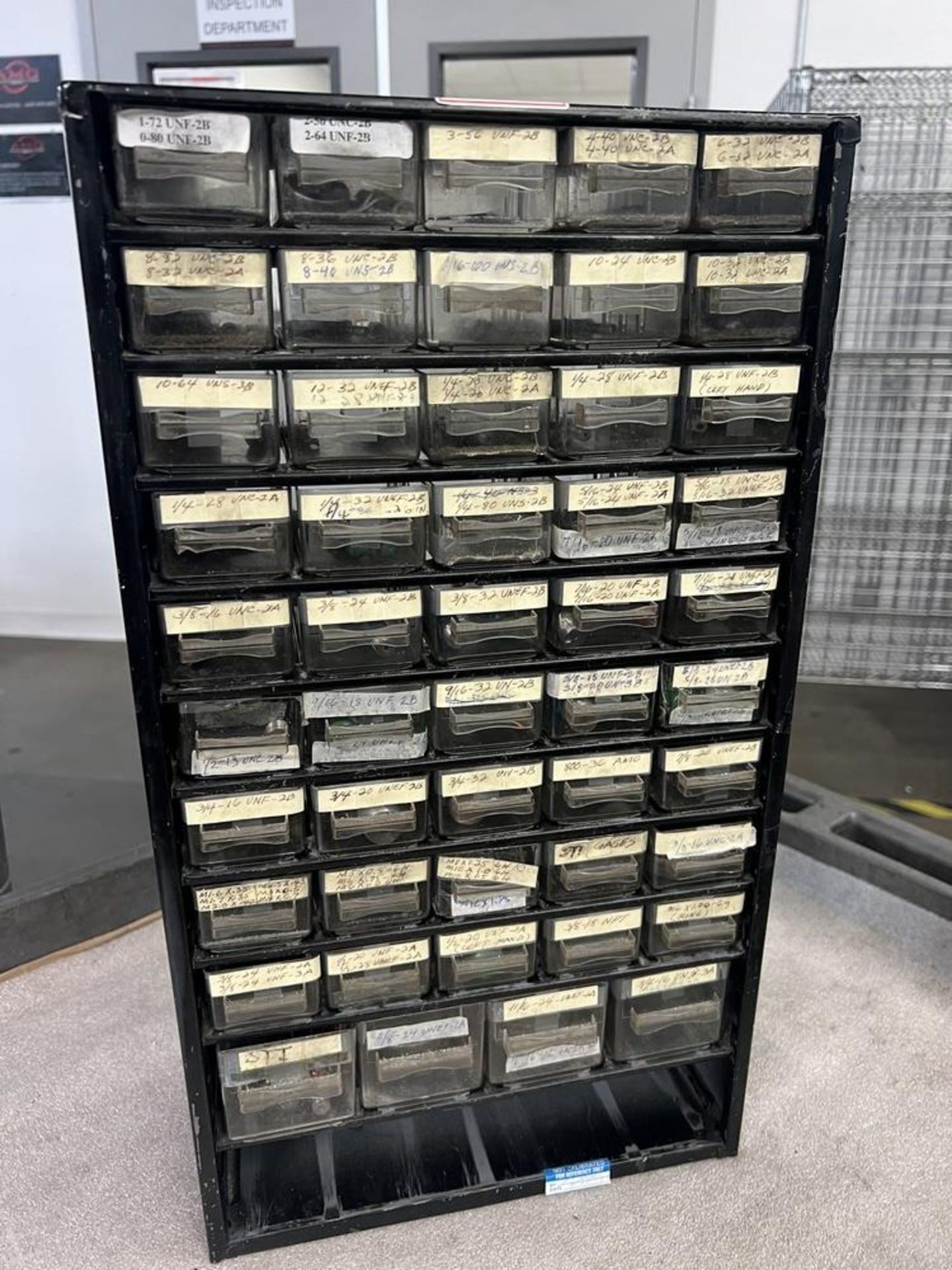 50 Station Organizer Full of Thread Gages Labeled Various Sizes