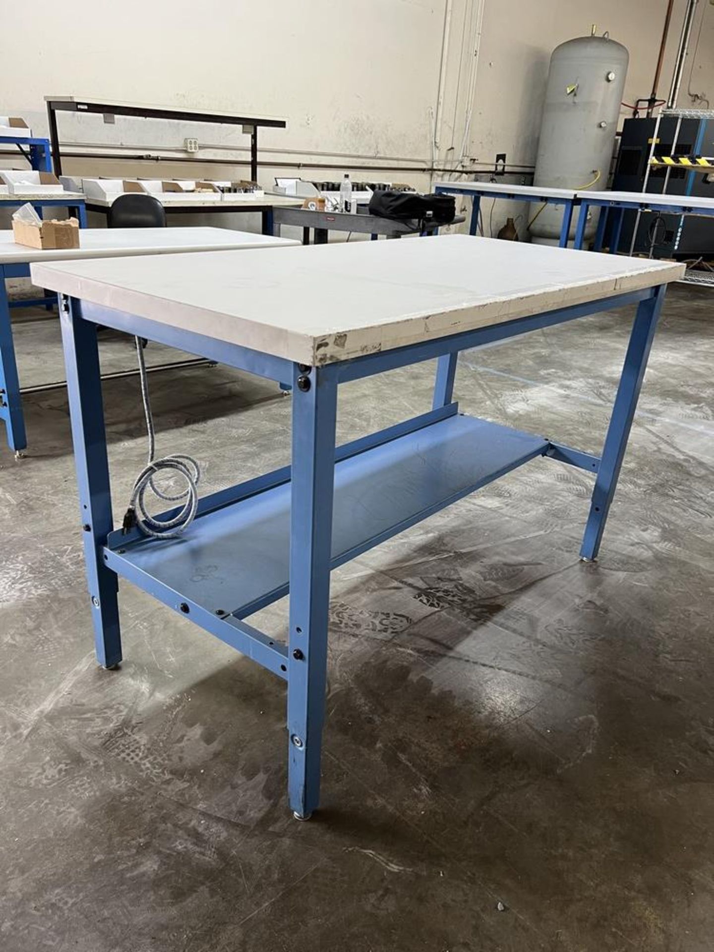 Global Industrial Adjustable Work Table With Power Strip 60" x 30" x 30" - Image 2 of 5