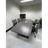 (7) Office Charis & Oval Conference Table 94" x 41" x 30" and Office Desk 72" x 29 1/2: x 30" With 2