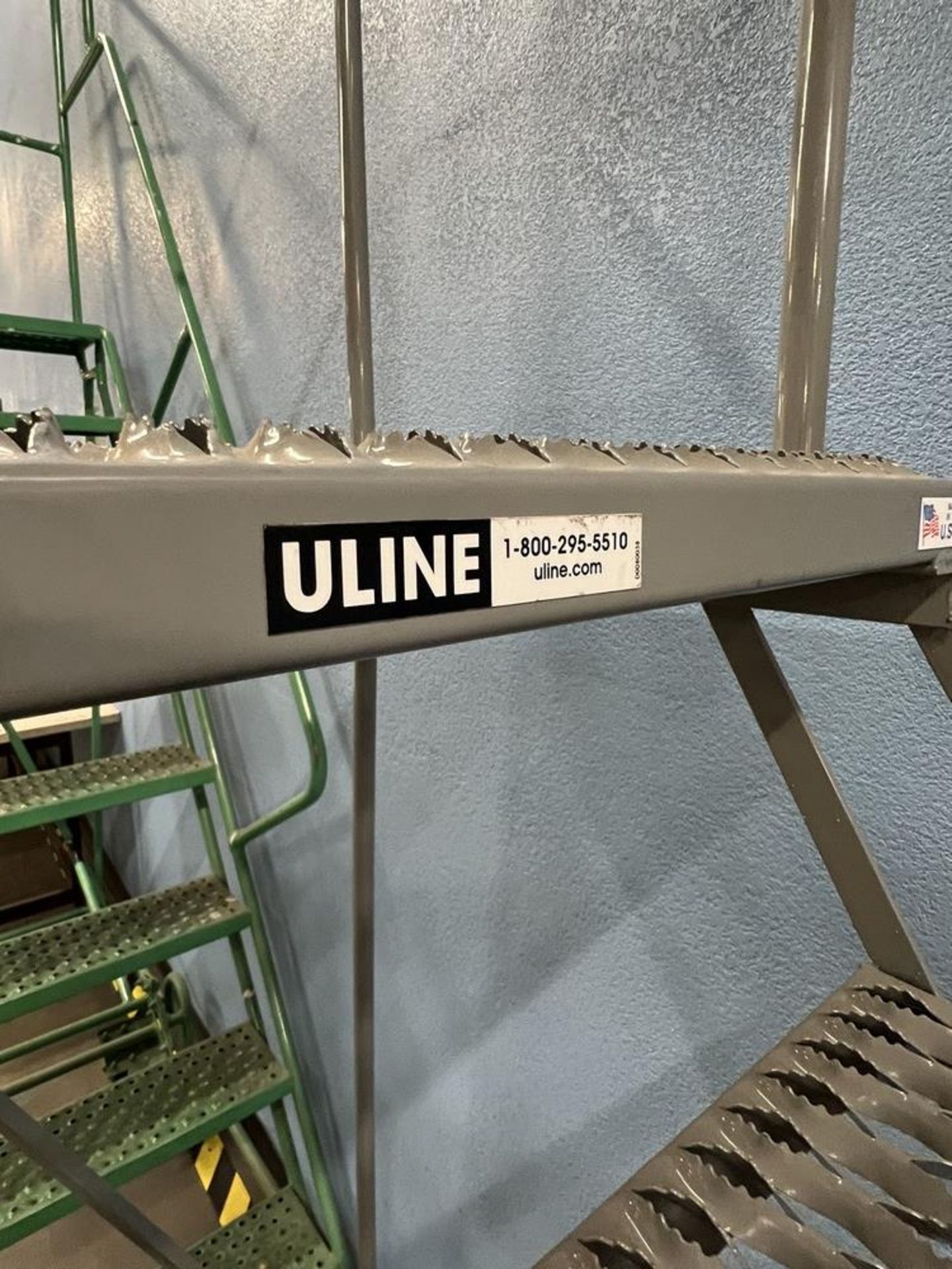 Uline Rolling Shop Step Ladder, 450 lb Capacity, Max Height 102", Top Step at 60" - Image 3 of 4