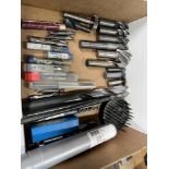 Box of Key Seat Cutters, Small & Large End Mills, Drills, High Speed Aircraft Extension Drills &
