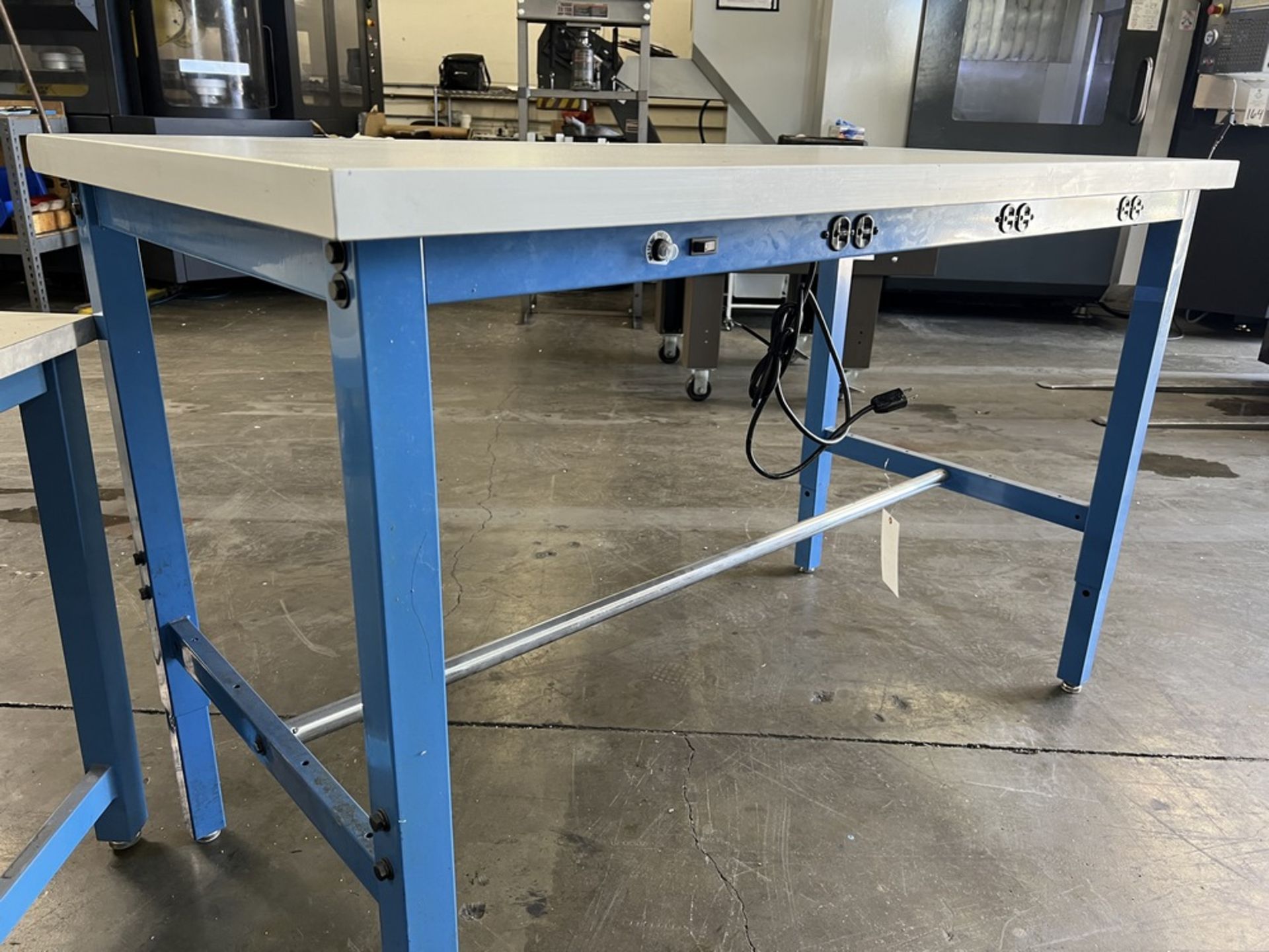 Global Industrial Adjustable Shop Table 60" x 30" x 38" With Built In Power Strip - Image 2 of 4